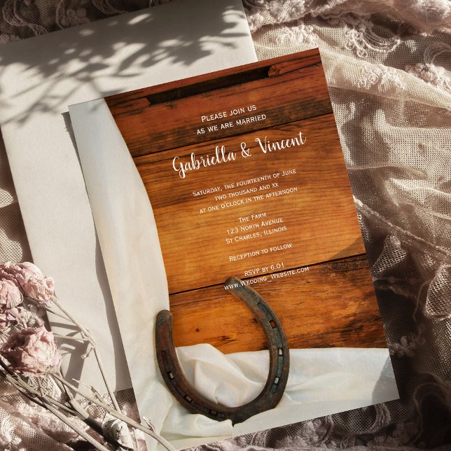 Hochzeit von Hufeisen und Satin Country Western Einladung (Von Creator hochgeladen)