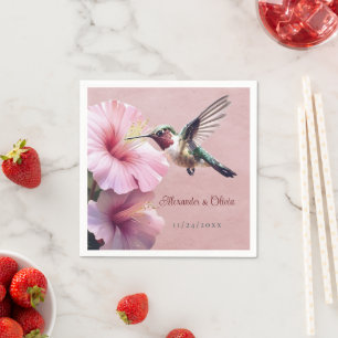 Hochzeit von Hummingvogel und Hibiskus Pink Serviette
