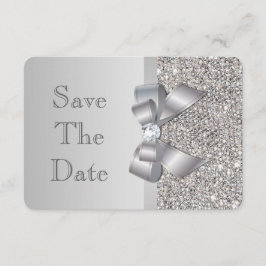 Hochzeit von Imitaten Silver Sequins Bow Save the Date