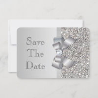 Hochzeit von Imitaten Silver Sequins Bow Save the 