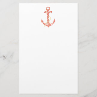 Hochzeit von Korallen und Gelben Ankern Briefpapier