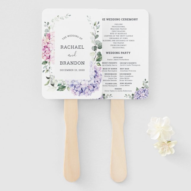 Hochzeit von leichten Blaupinkfarbenen Hydrangeas  Fächer (Vorne und Hinten)