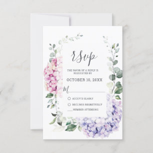 Hochzeit von leichten Blaupinkfarbenen Hydrangeas  RSVP Karte