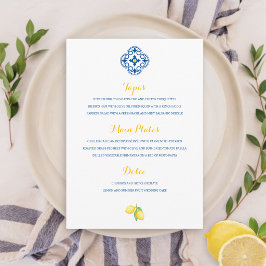Hochzeit von Lemon Menükarte