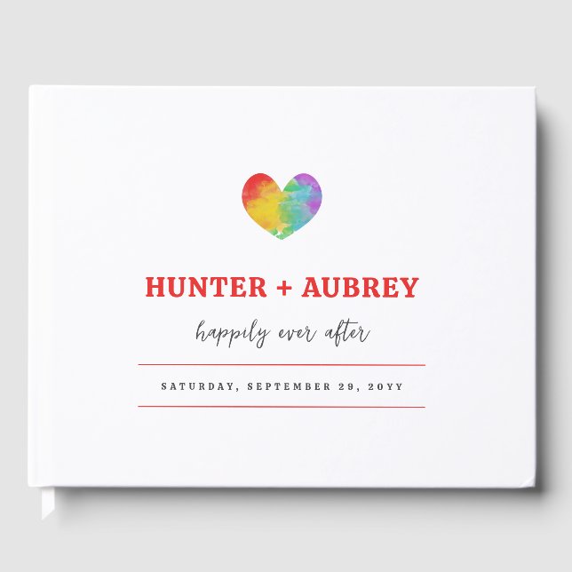 Hochzeit von Lesben mit Wasserfarbe Gästebuch (Vorderseite)