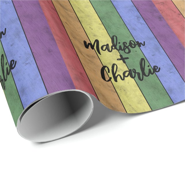 Hochzeit von LGBT-Fahne - Vintage Individuelle Nam Geschenkpapier (Rolleneckpunkt)