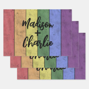 Hochzeit von LGBT-Fahne - Vintage Individuelle Nam Geschenkpapier Set