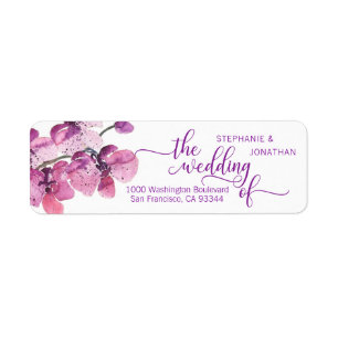 Hochzeit von Lila Orchideen mit Aquarellblumen