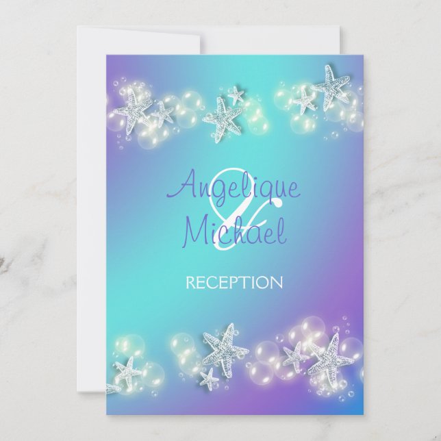 Hochzeit von lila Seestern Einladung (Vorderseite)