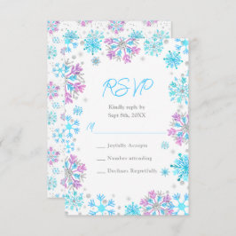 Hochzeit von lila und blauen Schneeflocken RSVP Karte