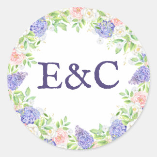 Hochzeit von Lilac und Peony Runder Aufkleber