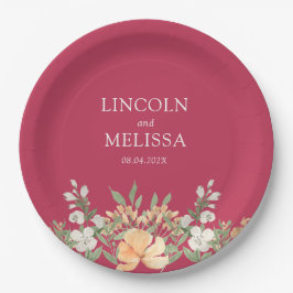 Hochzeit von Magenta, Peach und White Floral Pappteller