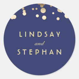 Hochzeit von Marine und Gold Confetti Runder Aufkleber