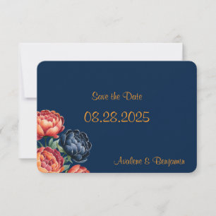Hochzeit von Marine und Orange Peony Save The Date