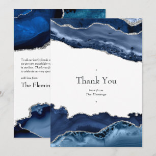 Hochzeit von Marine und Silver Agate Dankeskarte
