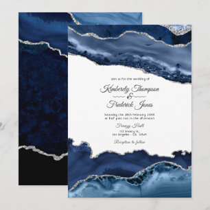 Hochzeit von Marine und Silver Agate Einladung