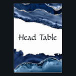 Hochzeit von Marine und Silver Agate Tischnummer<br><div class="desc">Navy und Imitate silber Glitzer agate Stein Hochzeit Tischnummer Karten anpassbar,  um Ihre Veranstaltung Besonderheiten.</div>