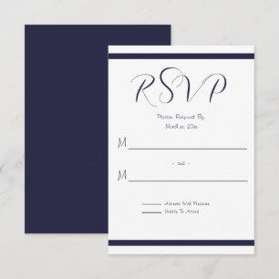 Hochzeit von Marine und Weiß RSVP Karte