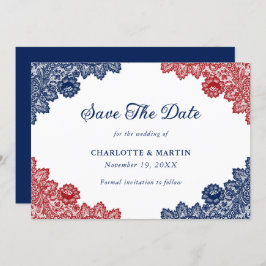Hochzeit von marineblau und rot-rustikal-blumenges save the date