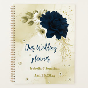 Hochzeit von marineblauen Elfenbeingolden-Blume Planer