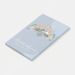 Hochzeit von Meeresschildkröten mit Braut und Bode Post-it Klebezettel