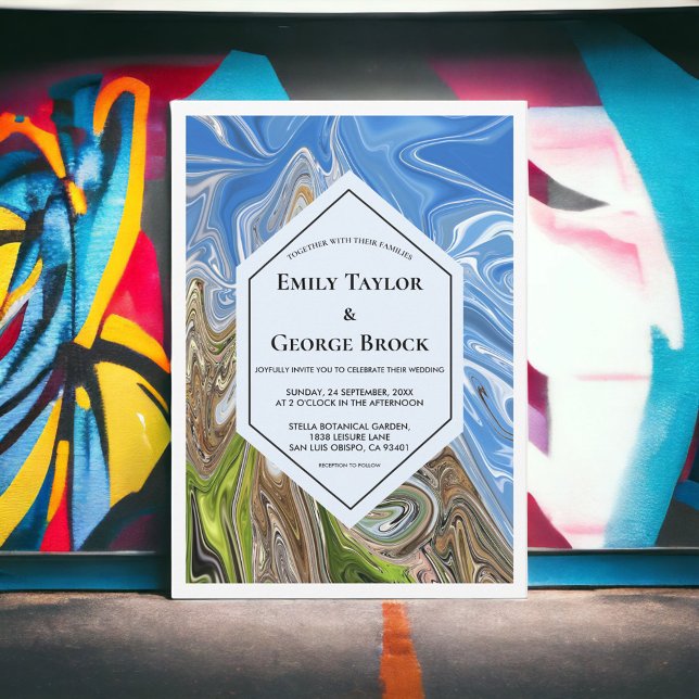 Hochzeit von Minimal Geometric Blue Green Earth To Einladung (Von Creator hochgeladen)