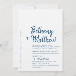 Hochzeit von Minimalistisch-blauen Kalligrafien Einladung