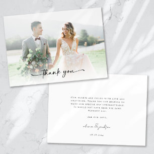 Hochzeit von Minimalistischem Foto Dankeskarte