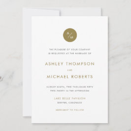Hochzeit von Minimalistischen Monogrammen in Gold  Einladung