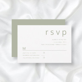 Hochzeit von Minimalistischer Seite grüner Typogra RSVP Karte