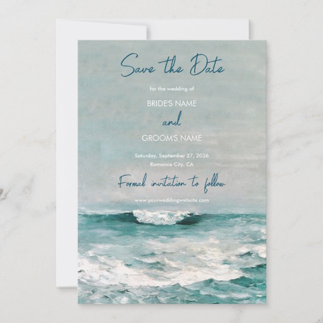 Hochzeit von Monogram, Wasserfarbe Save The Date (Vorderseite)