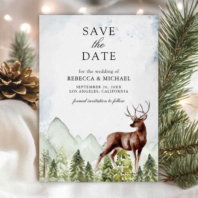 Hochzeit von Mountain Forest Deer Foto Save The Date (Von Creator hochgeladen)