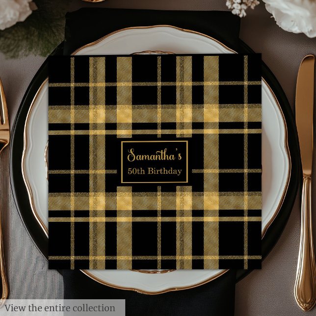 Hochzeit von Napkins Black Gold Personalisiert Kee Serviette (Wedding Napkins Black Gold Personalized Keepsake)