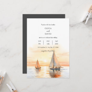 Hochzeit von Nautical Sailboat-Inspiriert Sea Hori Einladung