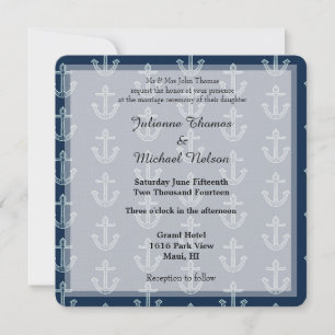 Hochzeit von Navy Blue Anchors Einladung