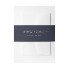 Hochzeit von Navy Blue Blush Moderne Skripte Einladungsbanderole