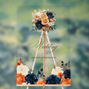 Hochzeit von Navy Blue, Burnt Orange und Champagne Acrylschild