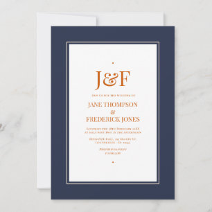 Hochzeit von Navy Blue, Burnt Orange und Champagne Einladung