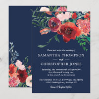 Hochzeit von Navy Blue Coral Burgundy Floral Water