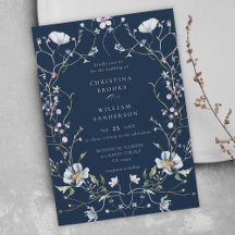 Hochzeit von Navy Blue Elegant Winter Wildblumen