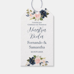 Hochzeit von Navy Blue Floral Geschenkanhänger