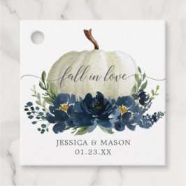 Hochzeit von Navy Blue Floral Pumpkin Geschenkanhänger