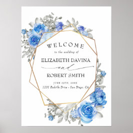 Hochzeit von Navy Blue Floral Water Poster