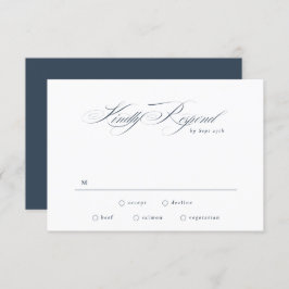 Hochzeit von Navy Blue Formal Elegante Calligraphy RSVP Karte