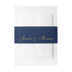 Hochzeit von Navy Blue & Glam Gold Confetti Einladungsbanderole