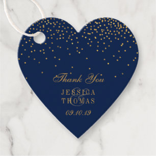 Hochzeit von Navy Blue & Glam Gold Confetti Geschenkanhänger