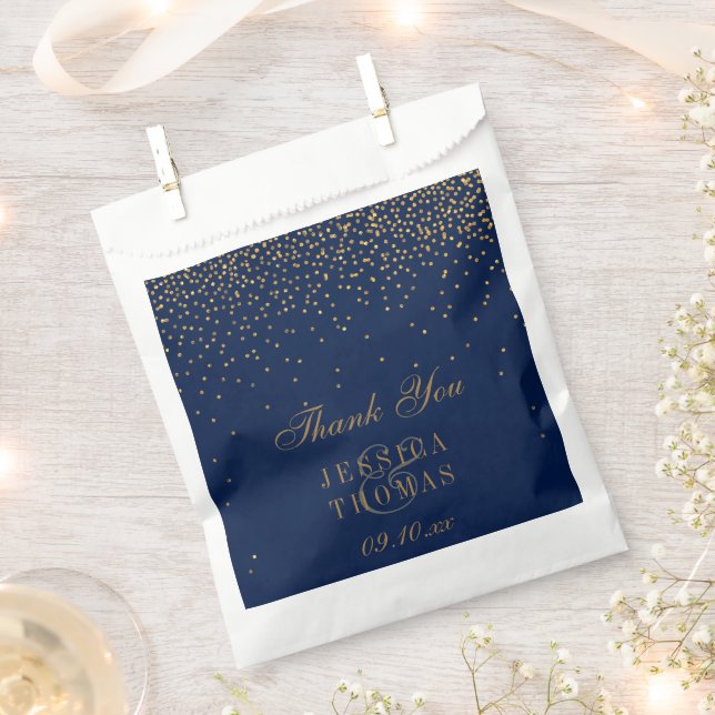 Hochzeit von Navy Blue & Glam Gold Confetti Geschenktütchen (Ausgeschnitten)