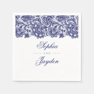 Hochzeit von Navy Blue Lace Serviette