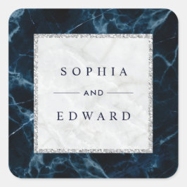 Hochzeit von Navy Blue Quadratischer Aufkleber