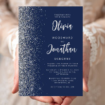 Hochzeit von Navy Blue Silver Glitzer Calligraphy